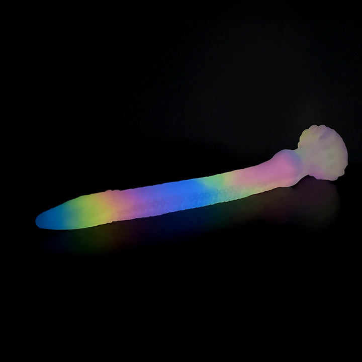 Fantasy Octopussy Platinum Silicone Dildo 16.4 Inch - Glow In The Dark