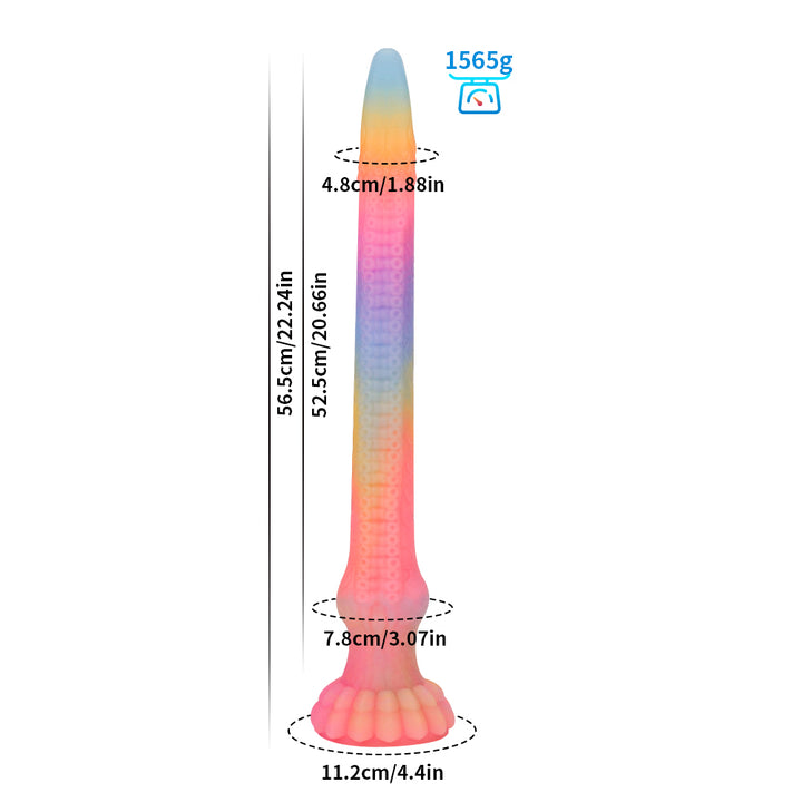 Fantasy Octopussy Platinum Silicone Dildo 22.2 Inch - Glow In The Dark