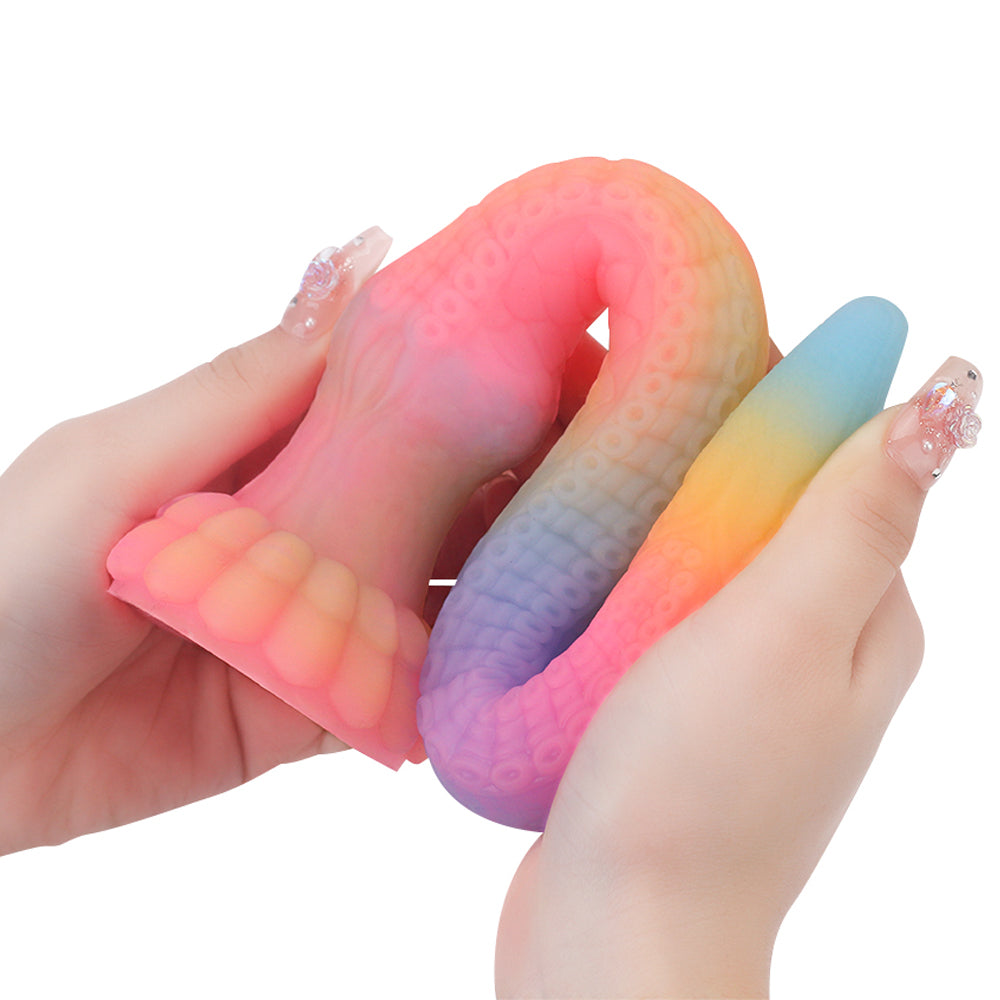 Fantasy Octopussy Platinum Silicone Dildo 16.4 Inch - Glow In The Dark