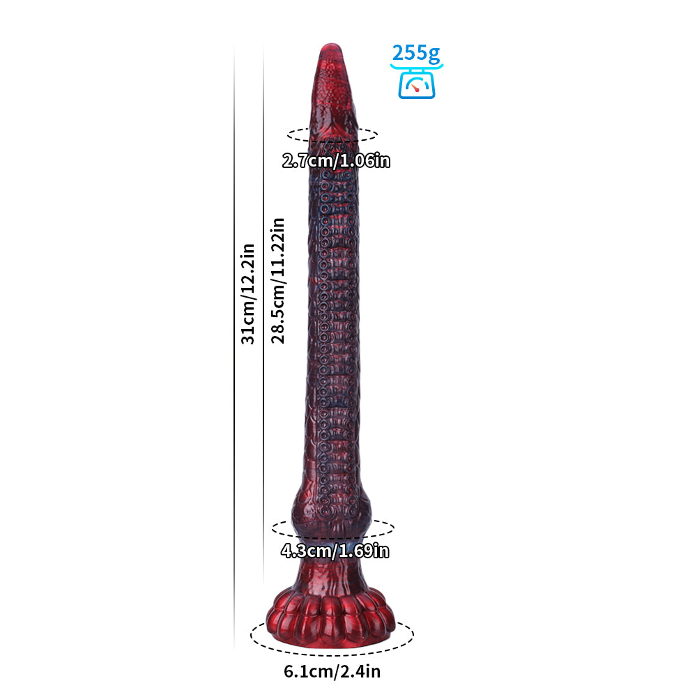 Fantasy Octopussy Platinum Silicone Dildo 12.2 Inch - Metallic Red