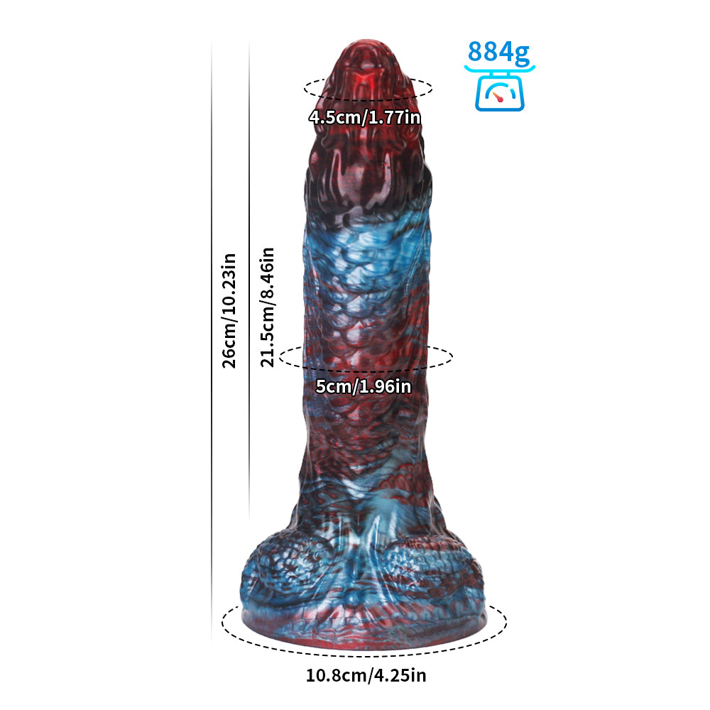 Fantasy Poseidon Platinum Silicone Dildo 10.2 Inch - Red