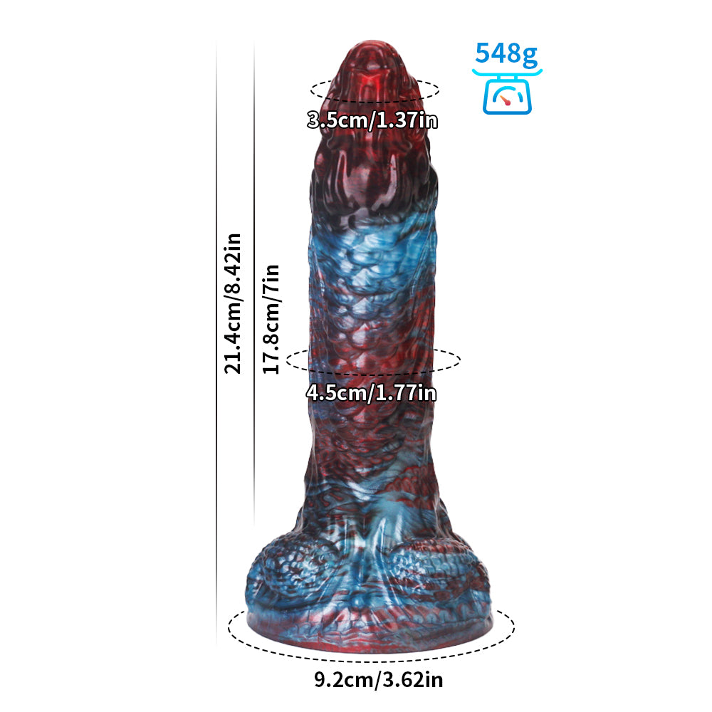 Fantasy Poseidon Platinum Silicone Dildo 8.4 Inch - Red