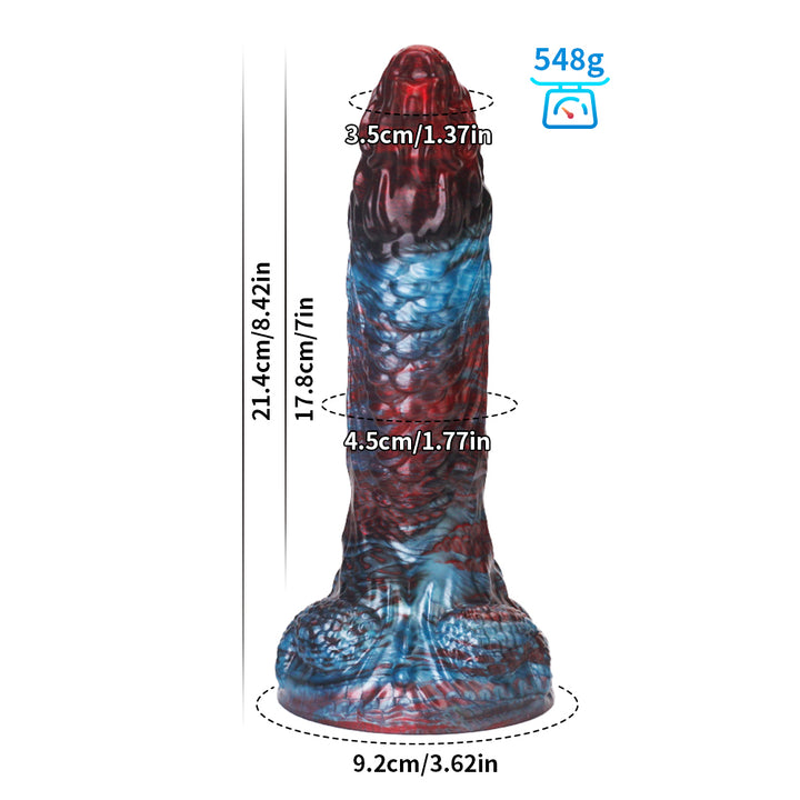 Fantasy Poseidon Platinum Silicone Dildo 8.4 Inch - Red