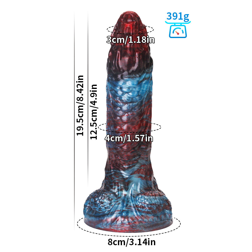 Fantasy Poseidon Platinum Silicone Dildo 7.7 Inch - Red