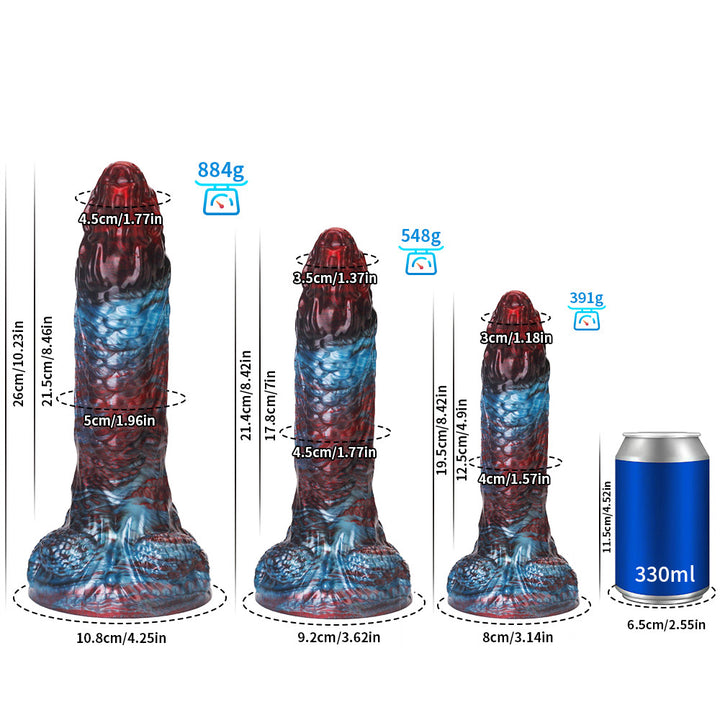 Fantasy Poseidon Platinum Silicone Dildo 7.7 Inch - Red