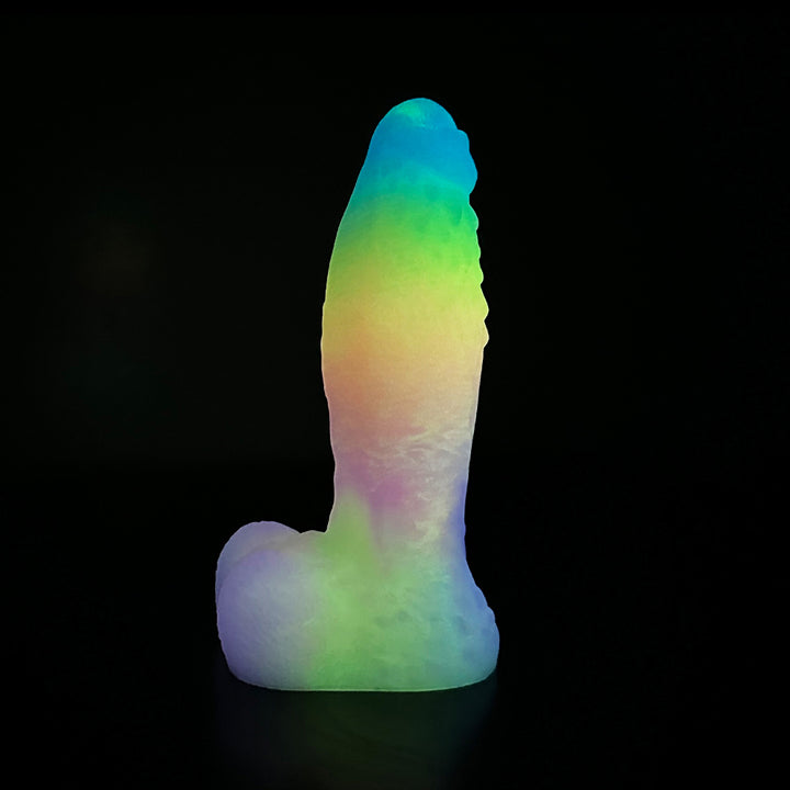 Fantasy Rainbow Warrior Platinum Silicone Dildo 7.4 Inch - Glow In The Dark