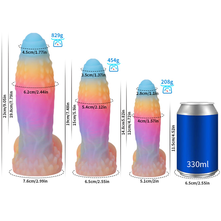 Fantasy Rainbow Warrior Platinum Silicone Dildo 7.4 Inch - Glow In The Dark