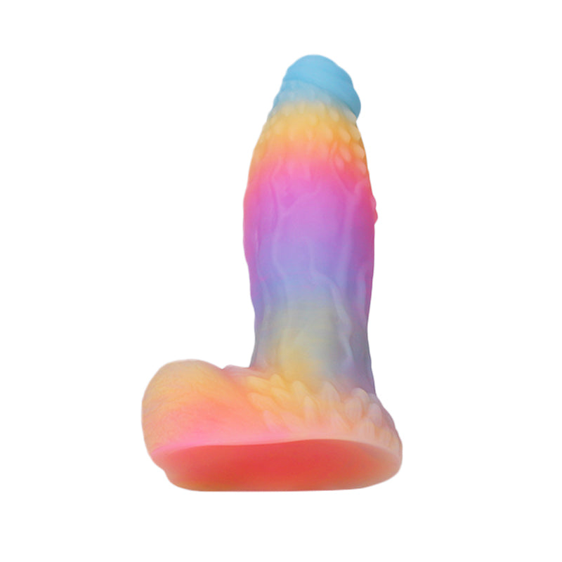 Fantasy Rainbow Warrior Platinum Silicone Dildo 9 Inch - Glow In The Dark