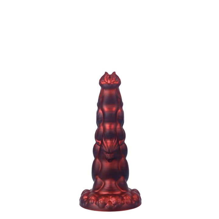 Fantasy Rippled Rider Platinum Silicone Dildo 7.9 Inch - Red