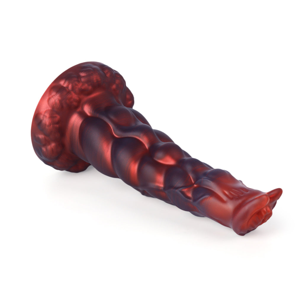 Fantasy Rippled Rider Platinum Silicone Dildo 7.9 Inch - Red