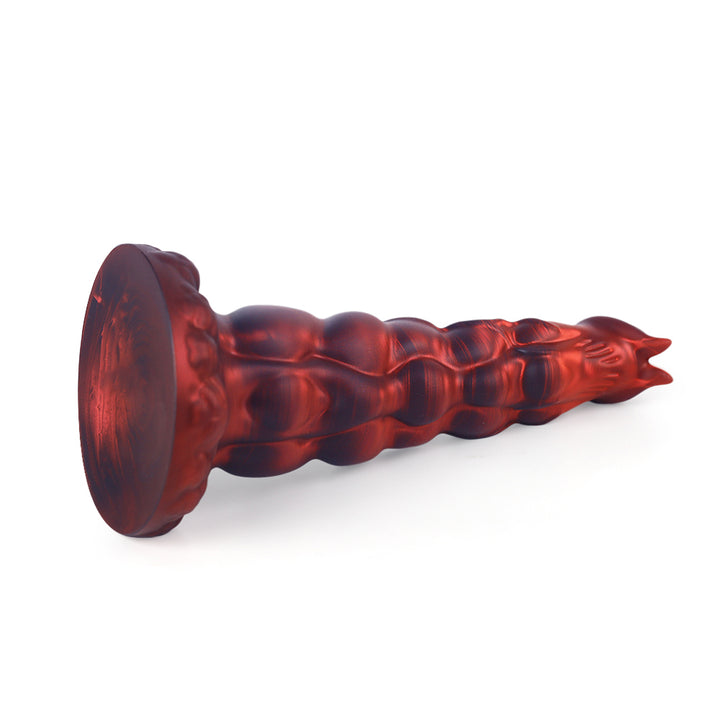 Fantasy Rippled Rider Platinum Silicone Dildo 7.9 Inch - Red