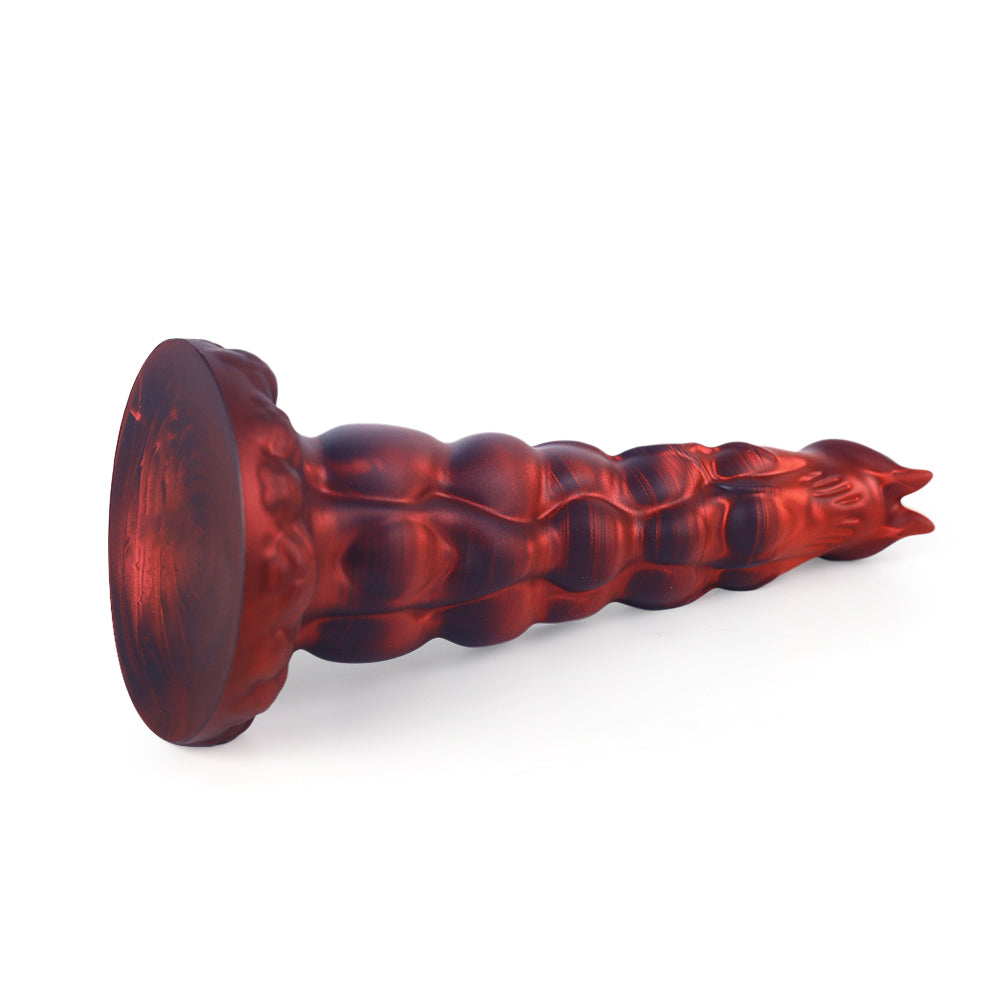 Fantasy Rippled Rider Platinum Silicone Dildo 9.1 Inch - Red