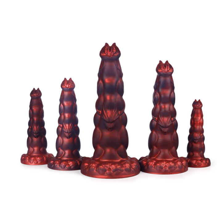 Fantasy Rippled Rider Platinum Silicone Dildo 7.9 Inch - Red