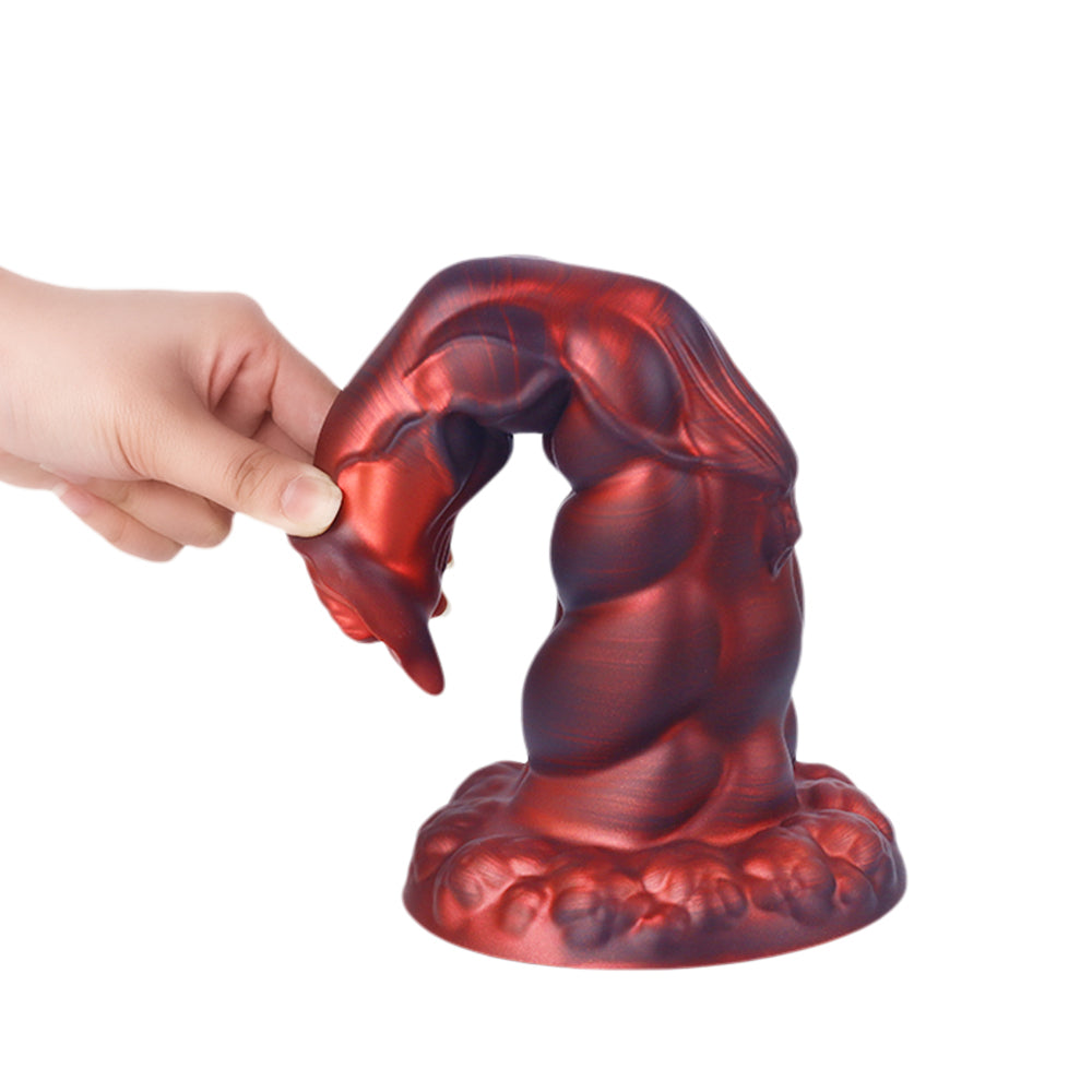 Fantasy Rippled Rider Platinum Silicone Dildo 7.9 Inch - Red