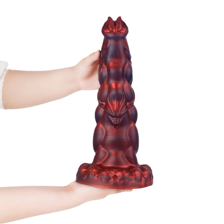 Fantasy Rippled Rider Platinum Silicone Dildo 7.9 Inch - Red