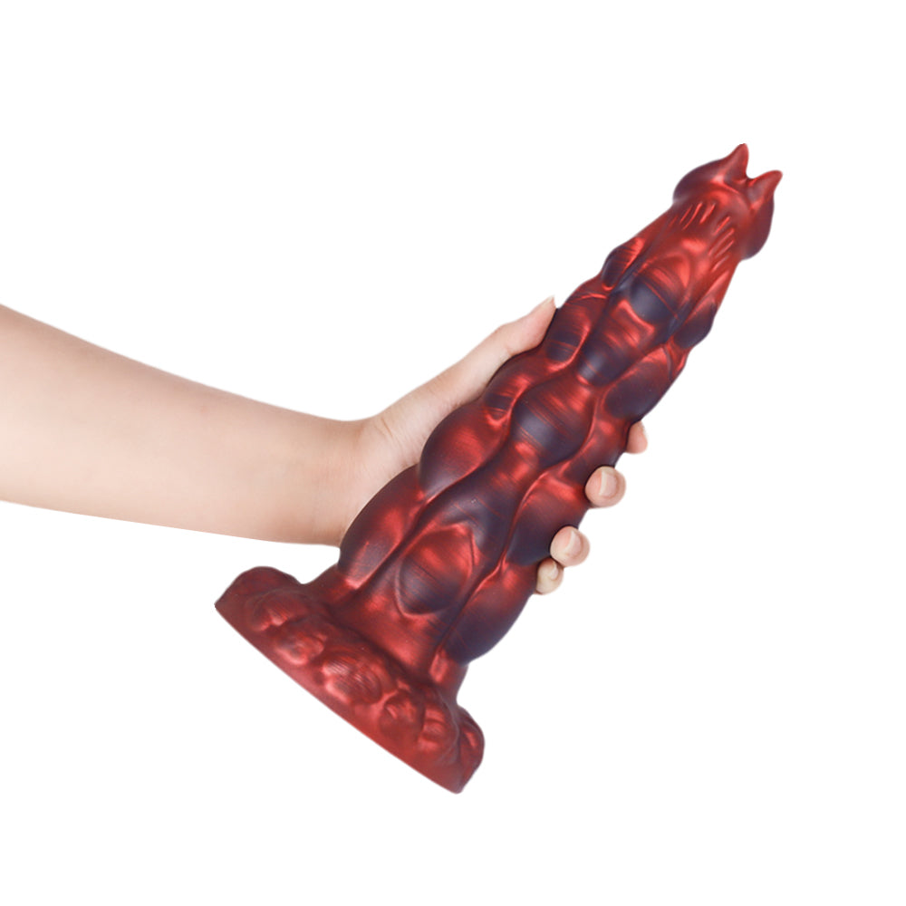 Fantasy Rippled Rider Platinum Silicone Dildo 7.9 Inch - Red