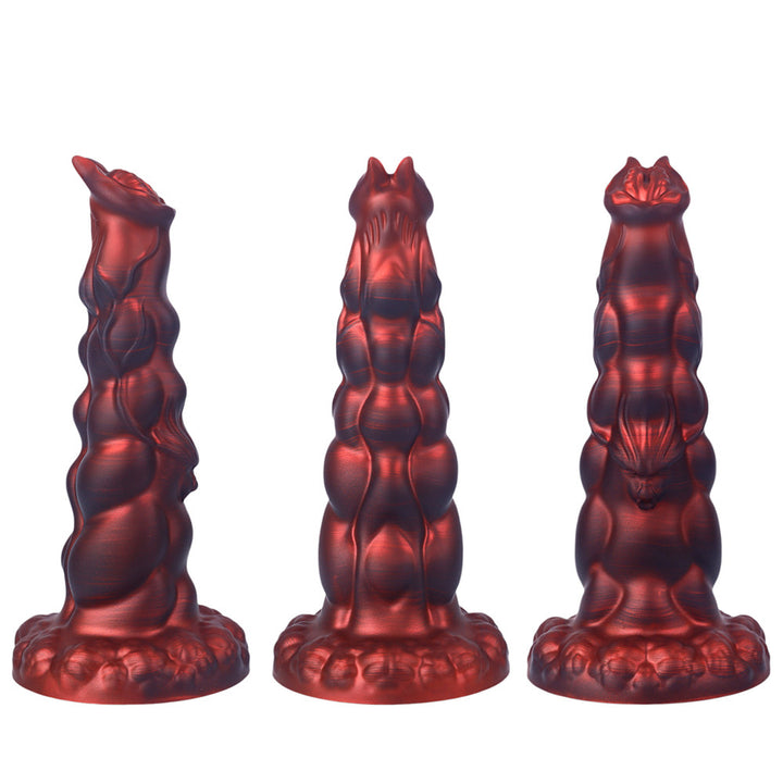 Fantasy Rippled Rider Platinum Silicone Dildo 7.9 Inch - Red