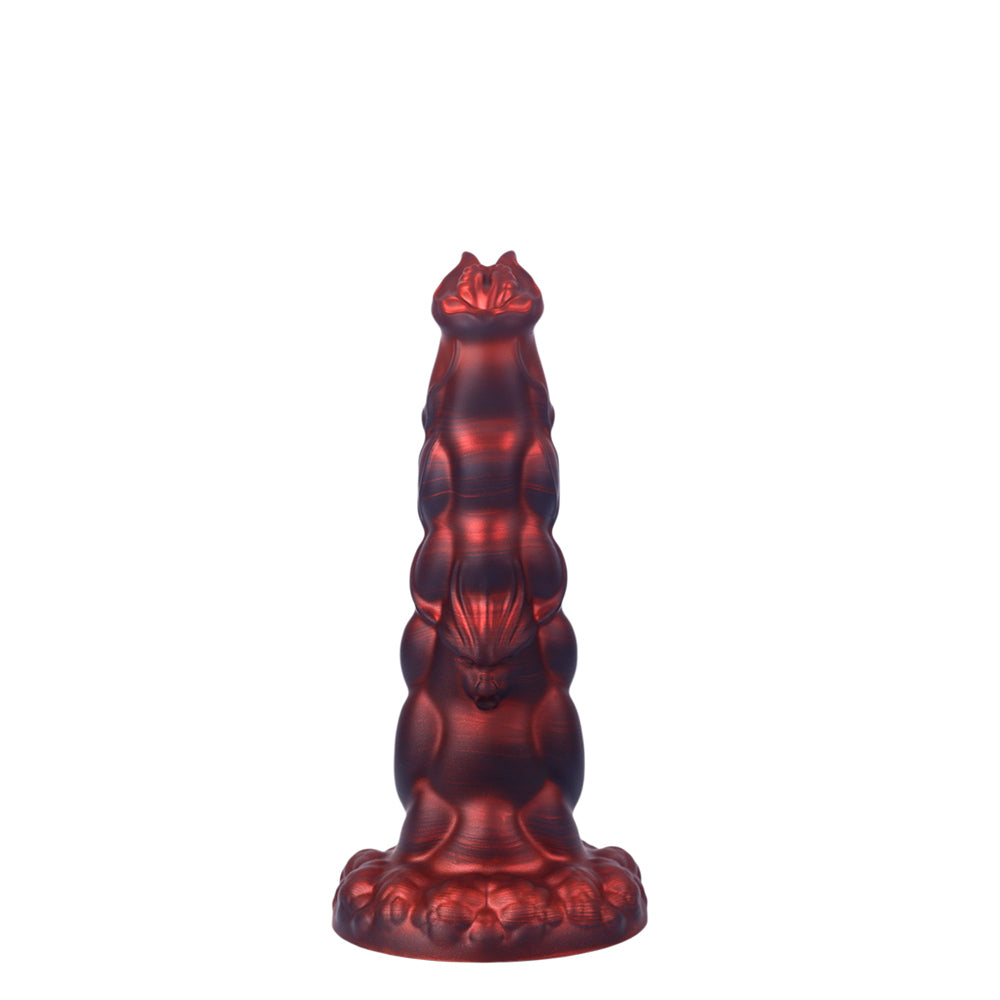 Fantasy Rippled Rider Platinum Silicone Dildo 9.1 Inch - Red