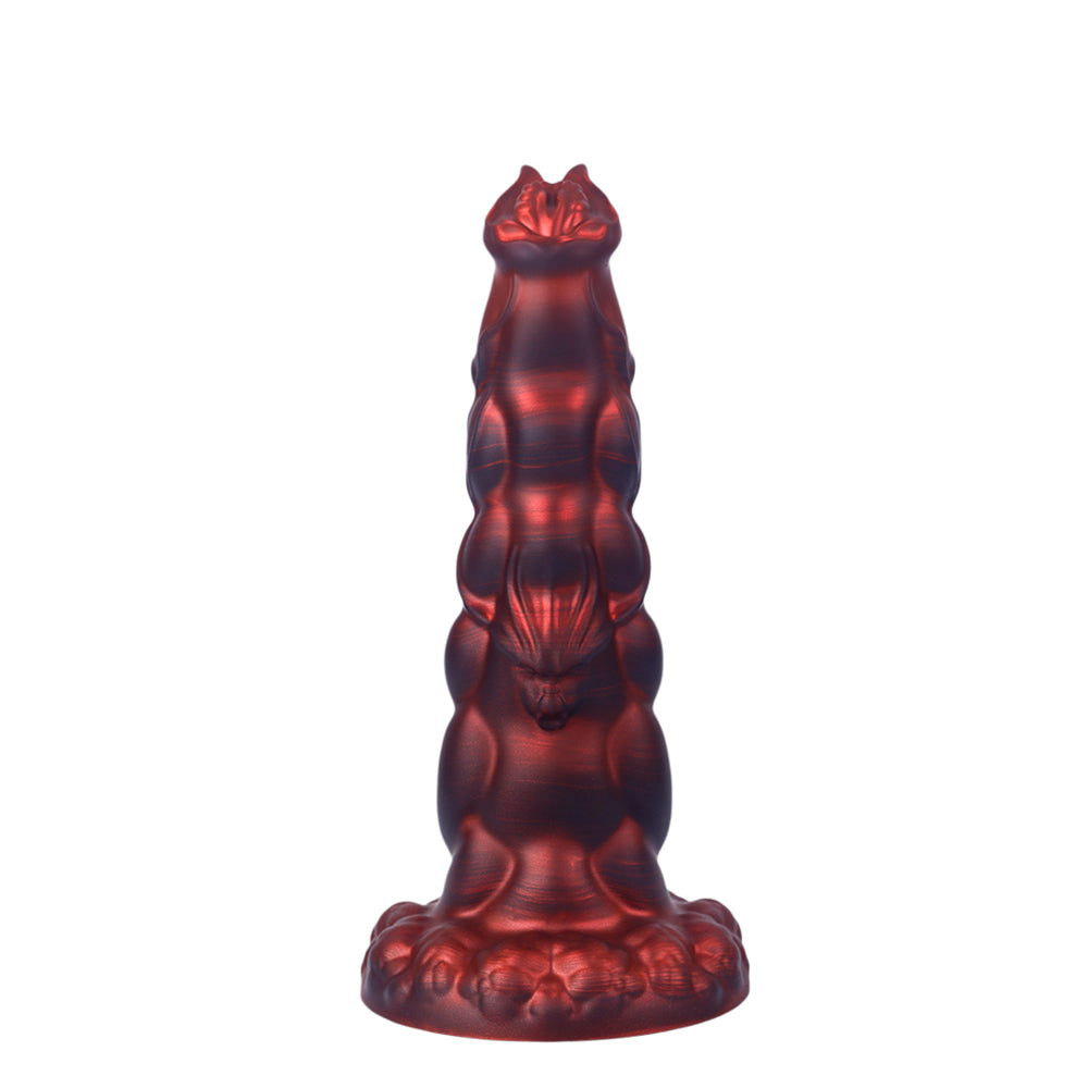 Fantasy Rippled Rider Platinum Silicone Dildo 10.6 Inch - Red