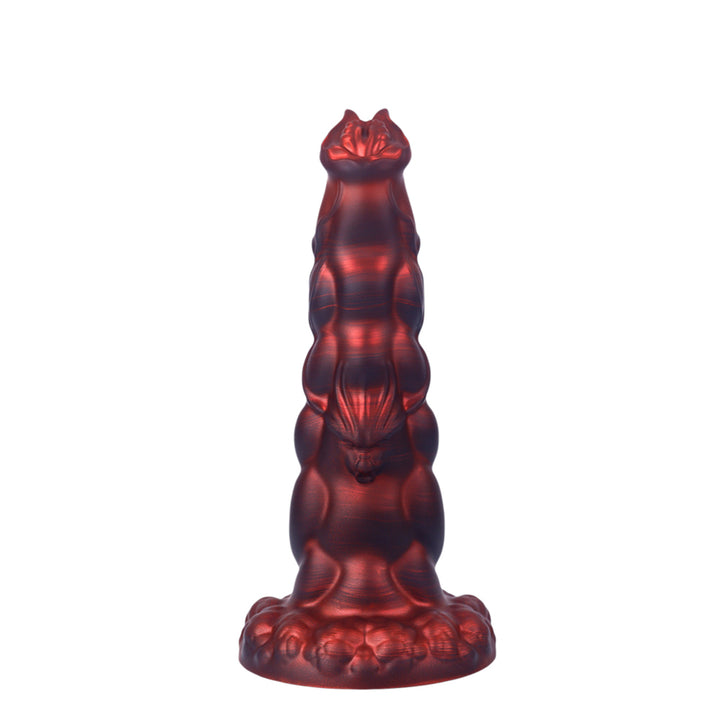 Fantasy Rippled Rider Platinum Silicone Dildo 10.6 Inch - Red