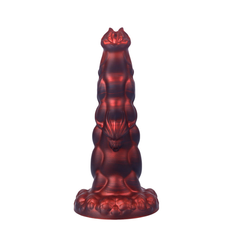 Fantasy Rippled Rider Platinum Silicone Dildo 12.7 Inch - Red