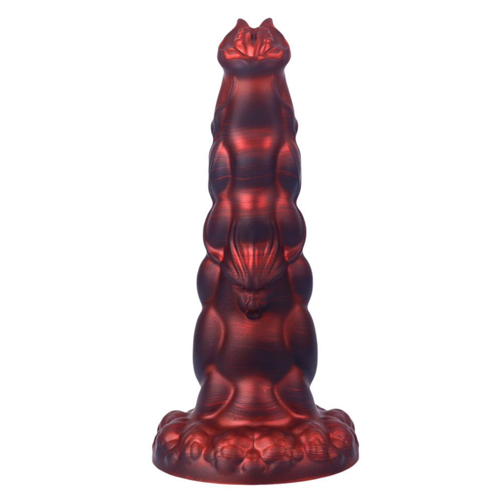 Fantasy Rippled Rider Platinum Silicone Dildo 14.8 Inch - Red