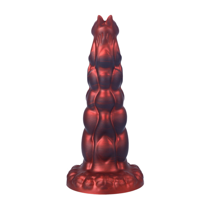 Fantasy Rippled Rider Platinum Silicone Dildo 7.9 Inch - Red