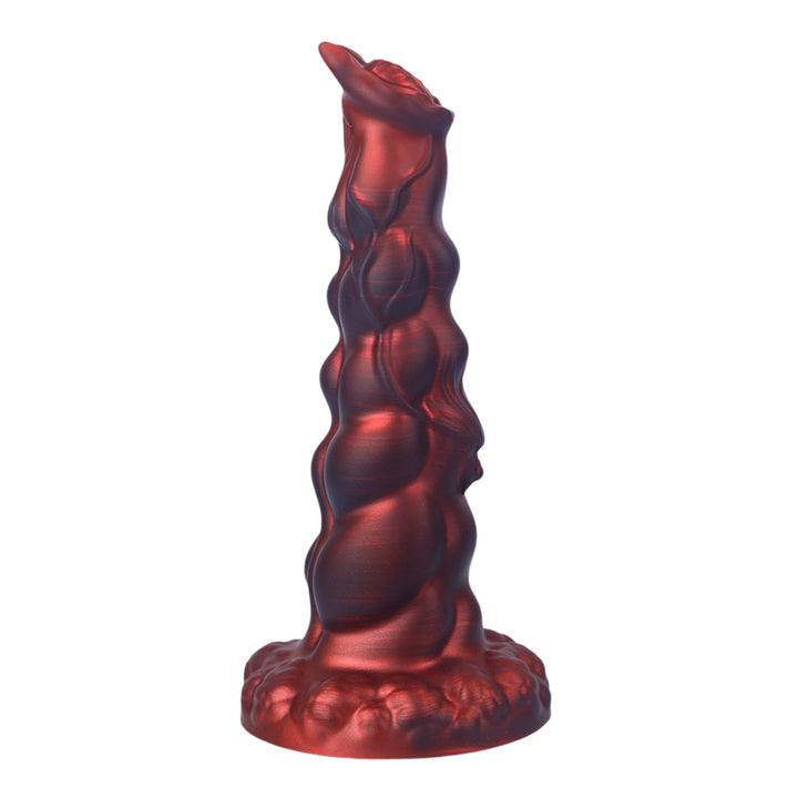 Fantasy Rippled Rider Platinum Silicone Dildo 7.9 Inch - Red