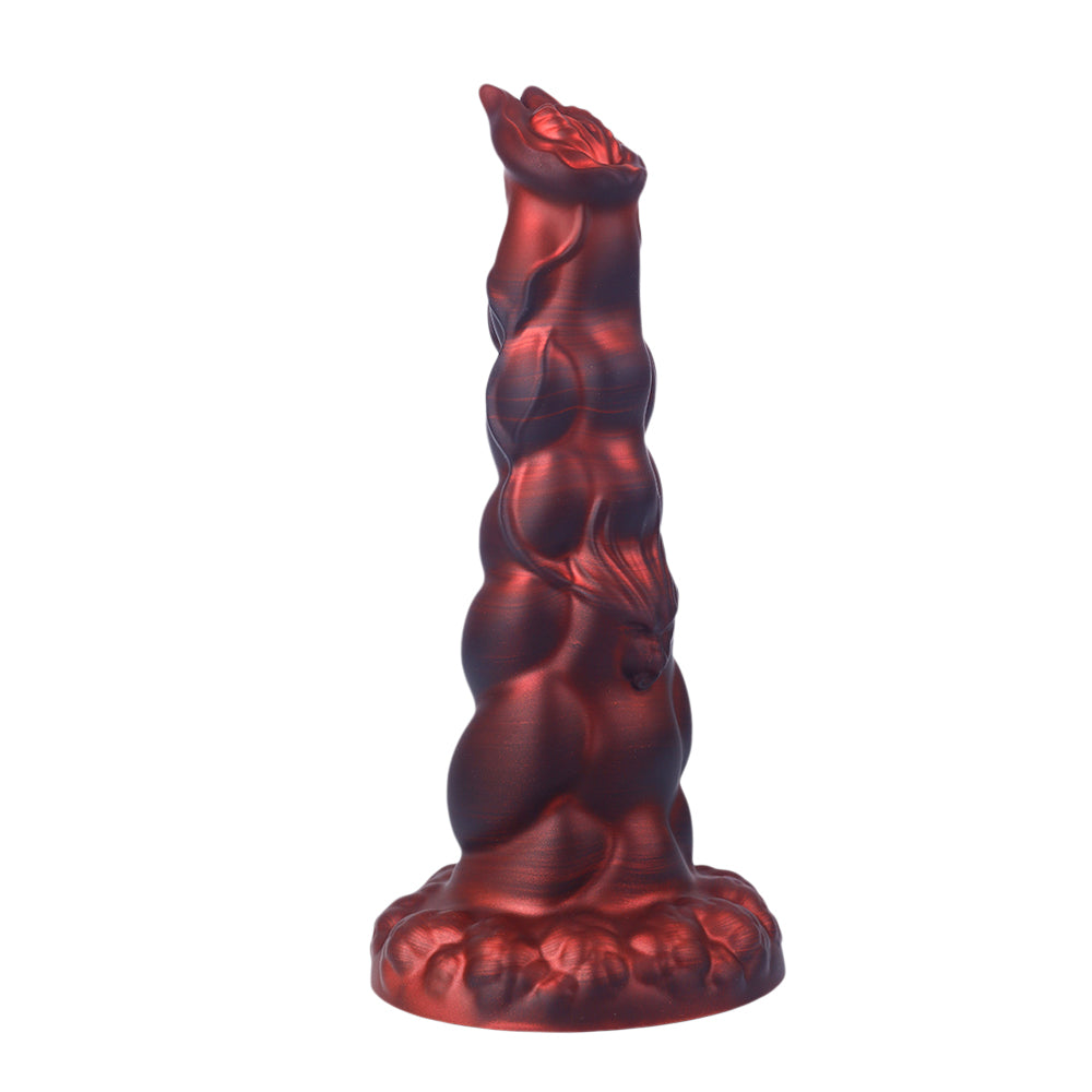 Fantasy Rippled Rider Platinum Silicone Dildo 7.9 Inch - Red