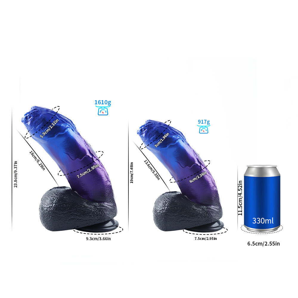 Fantasy Uncut Chubb Platinum Silicone Dildo 7.5 Inch - Metallic Blue