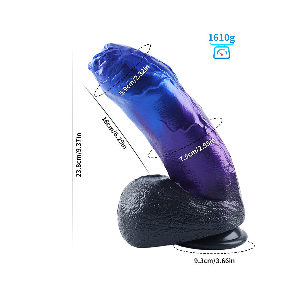 Fantasy Uncut Chubb Platinum Silicone Dildo 9.3 Inch - Metallic Blue