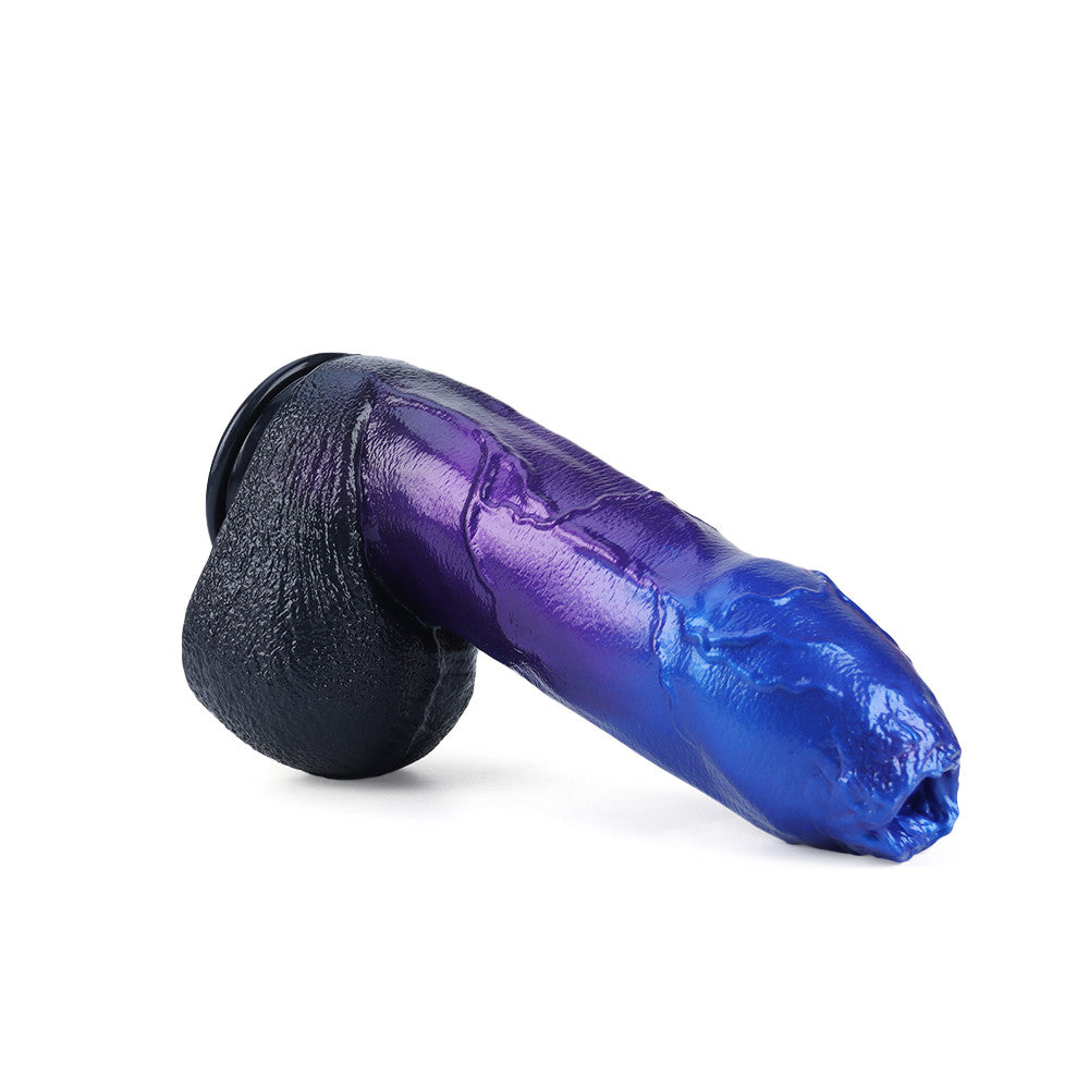 Fantasy Uncut Chubb Platinum Silicone Dildo 7.5 Inch - Metallic Blue