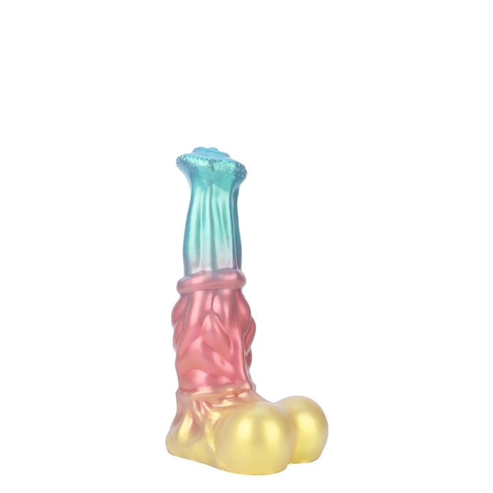 Fantasy Unicorn Platinum Silicone Dildo 5.7 Inch - Metallic Rainbow