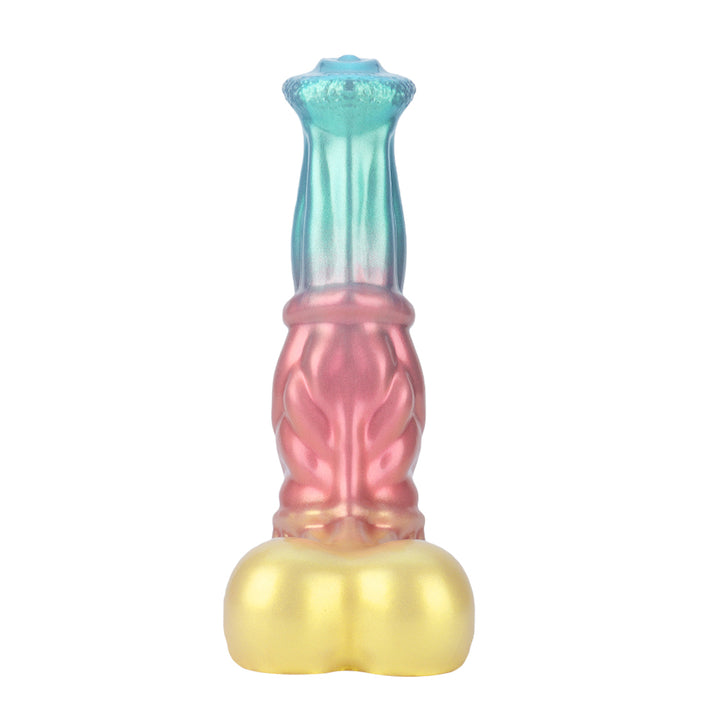 Fantasy Unicorn Platinum Silicone Dildo 5.7 Inch - Metallic Rainbow