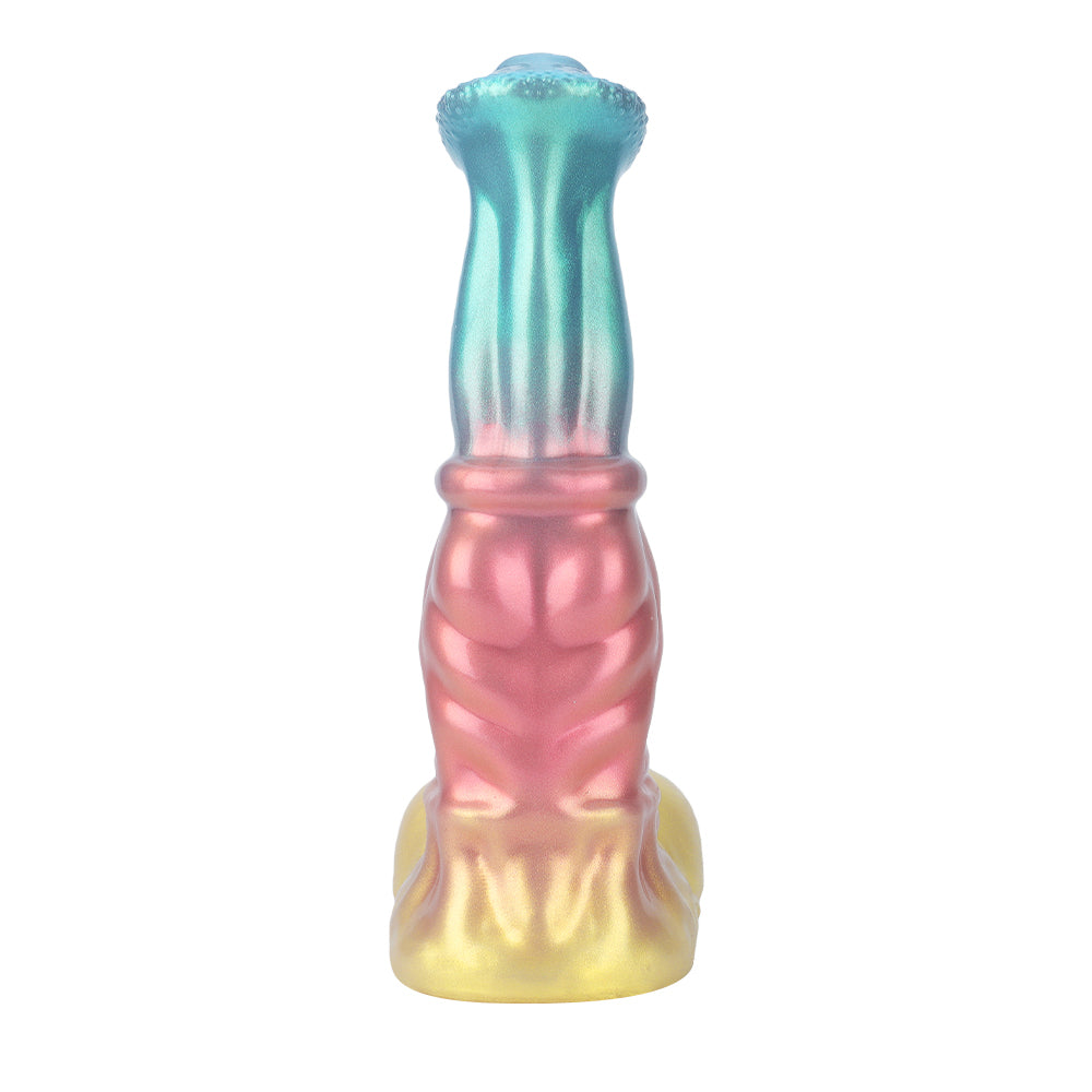 Fantasy Unicorn Platinum Silicone Dildo 5.7 Inch - Metallic Rainbow