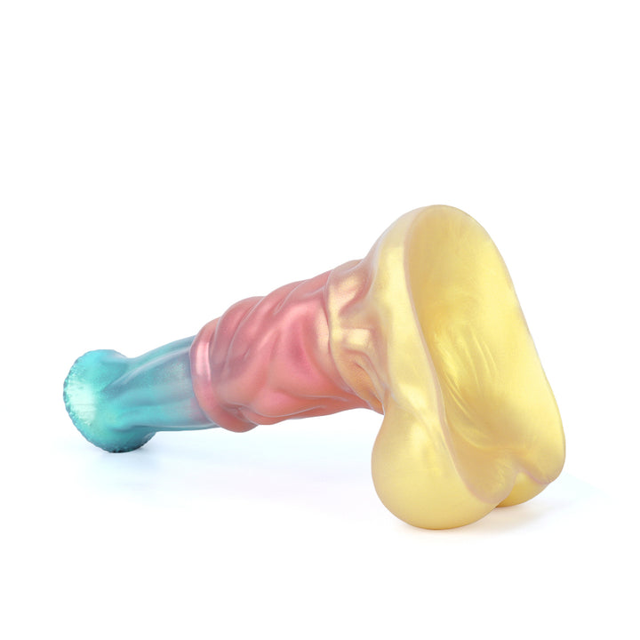 Fantasy Unicorn Platinum Silicone Dildo 5.7 Inch - Metallic Rainbow