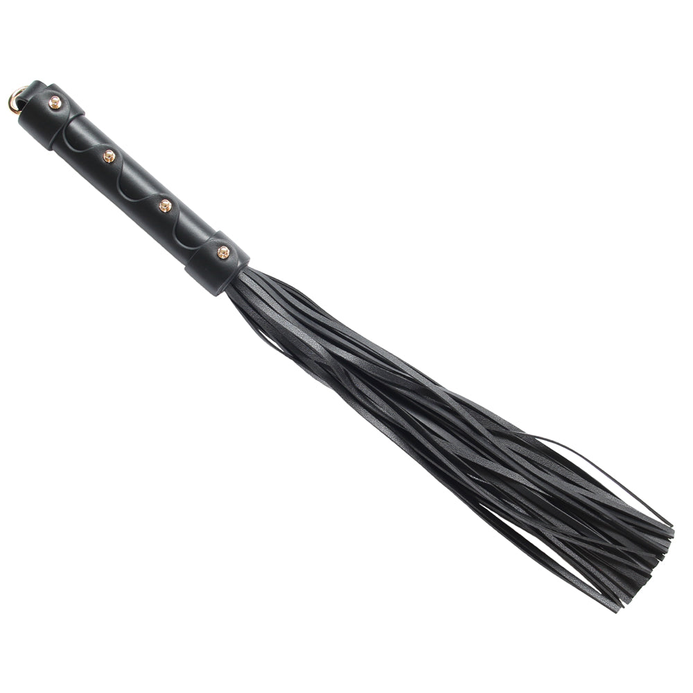 Love In Leather Faux Leather Black Flogger 070 - Rose Gold