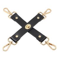 Love In Leather Faux Leather Black Restraint Joins - Gold