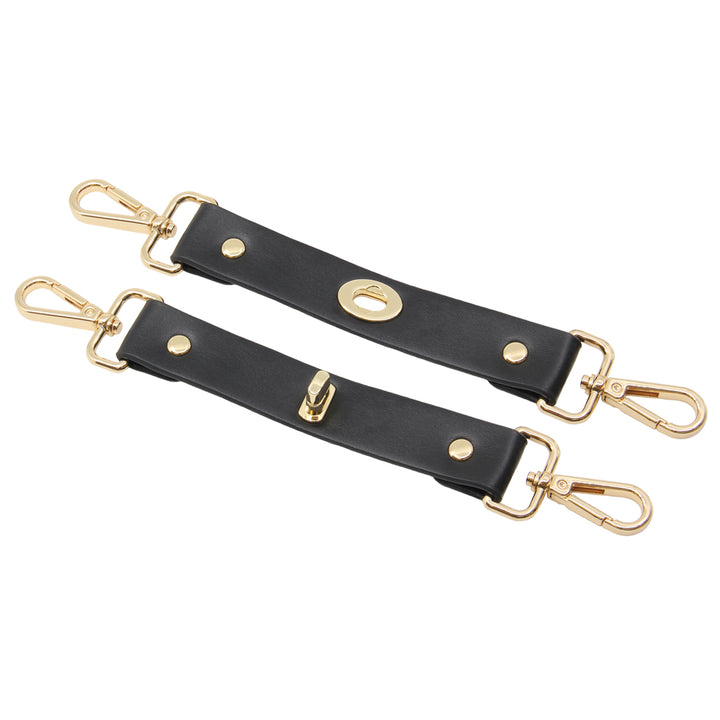 Love In Leather Faux Leather Black Restraint Joins - Gold