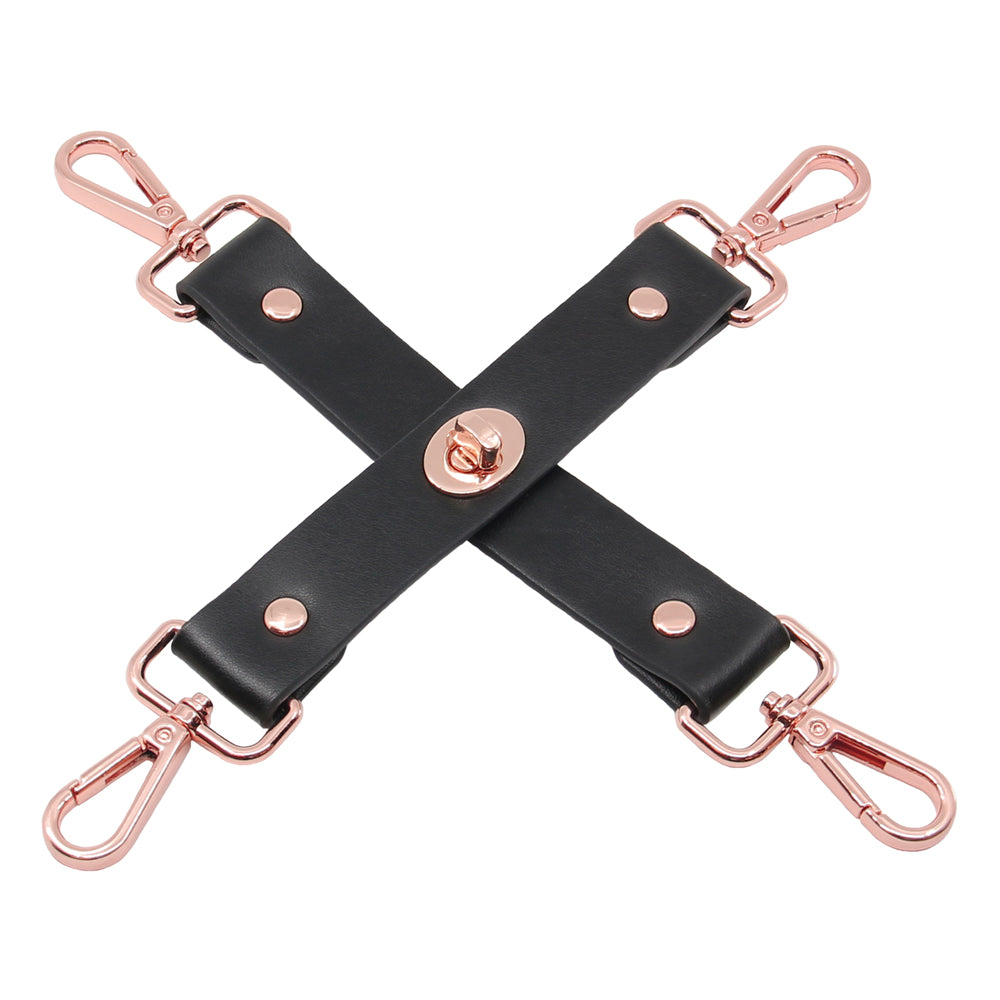 Love In Leather Faux Leather Black Restraint Joins - Rose Gold