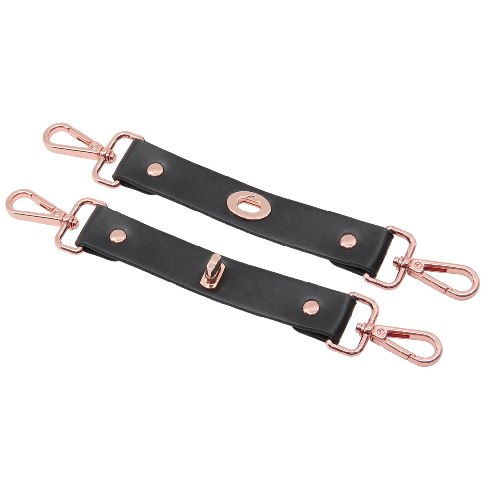 Love In Leather Faux Leather Black Restraint Joins - Rose Gold