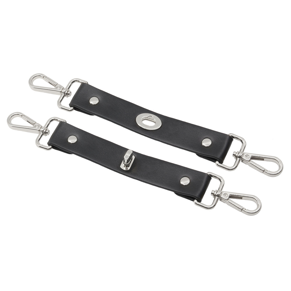 Love In Leather Faux Leather Black Restraint Joins - Silver