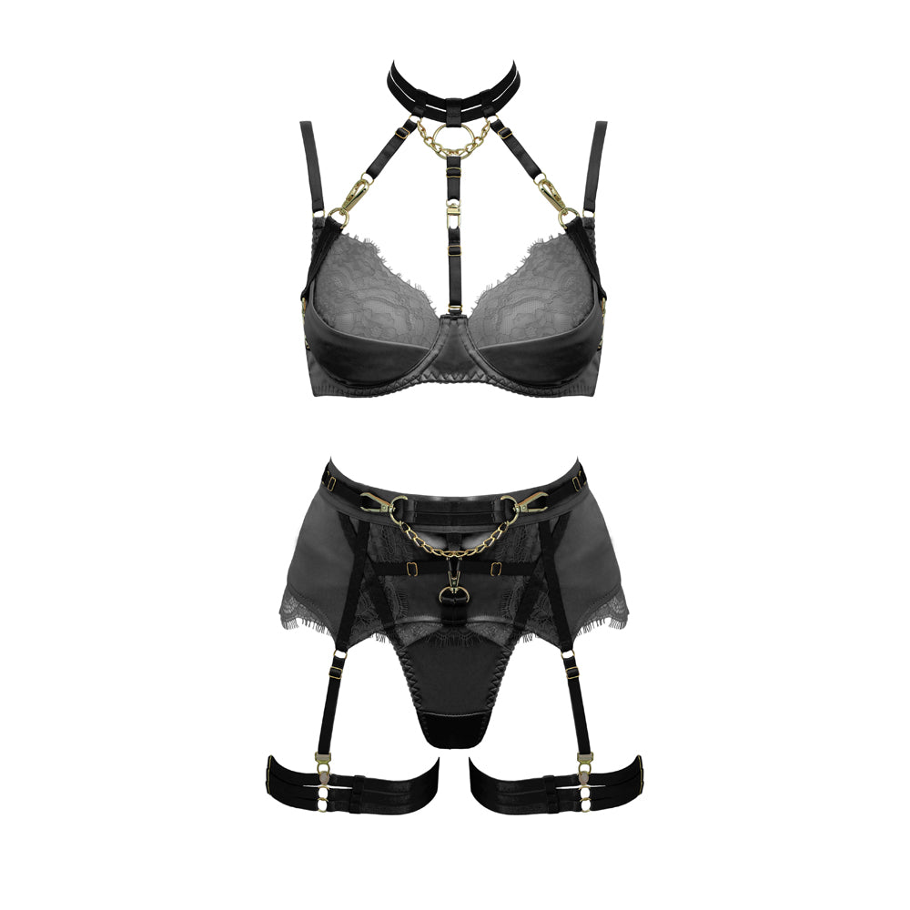 Love In Leather Muse Lingerie Set PL025 - Black