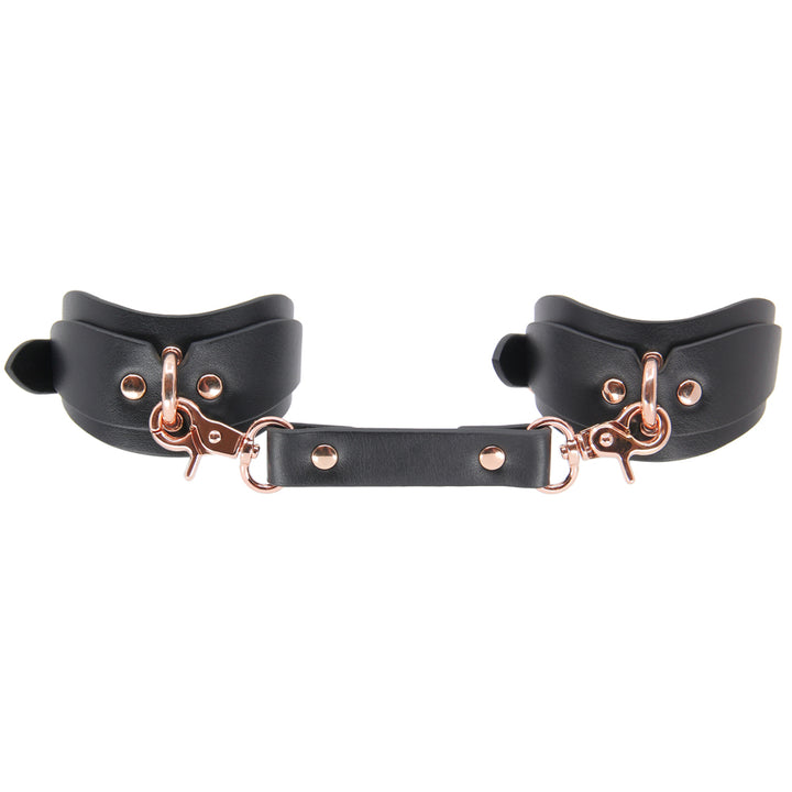 Love In Leather Shaped Faux Leather Handcuffs 071 - Rose Gold