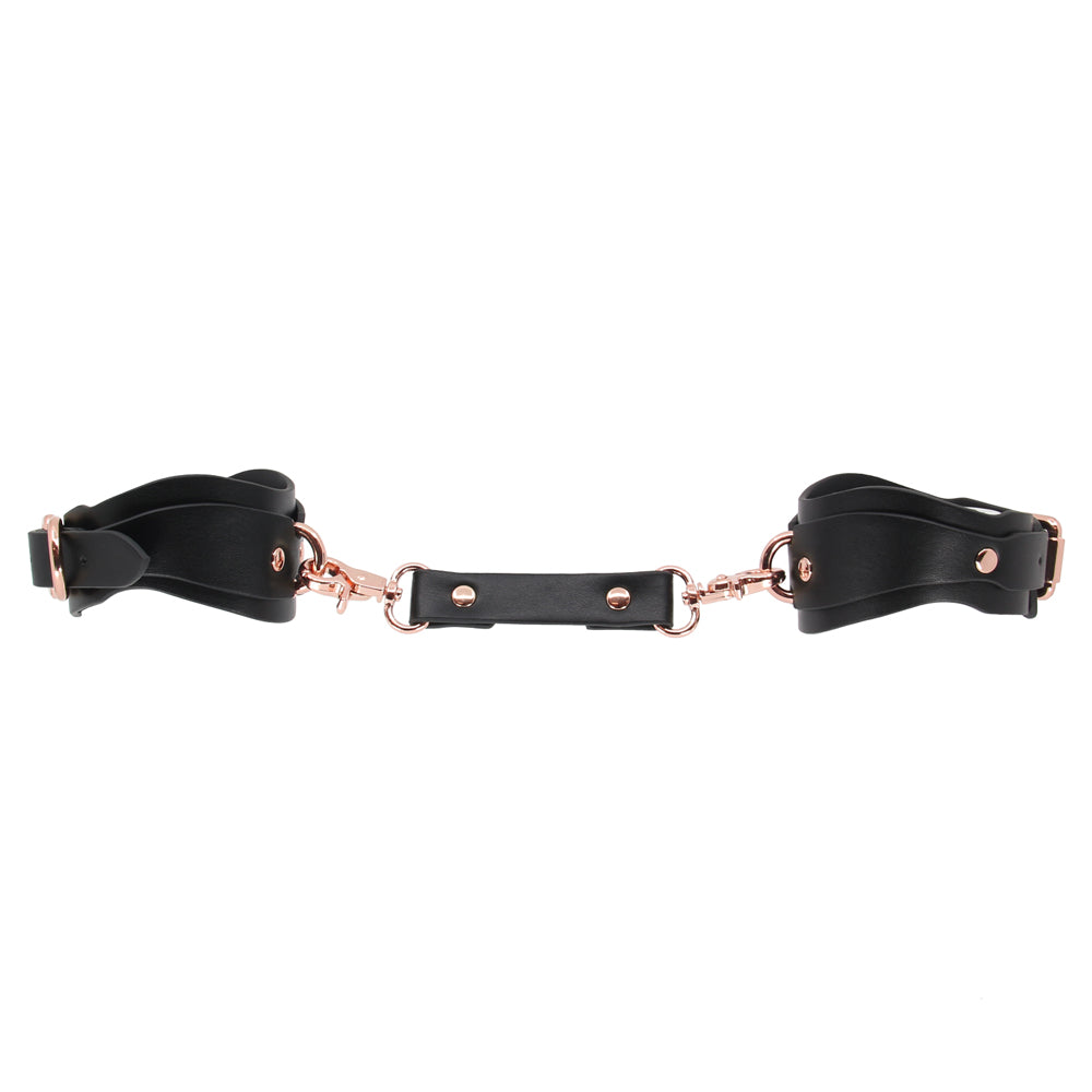 Love In Leather Shaped Faux Leather Handcuffs 071 - Rose Gold