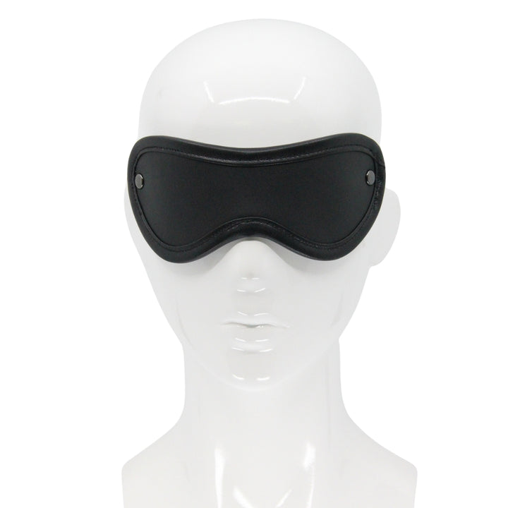 Love In Leather Premium Leather Blindfold Pewter Hardware 048