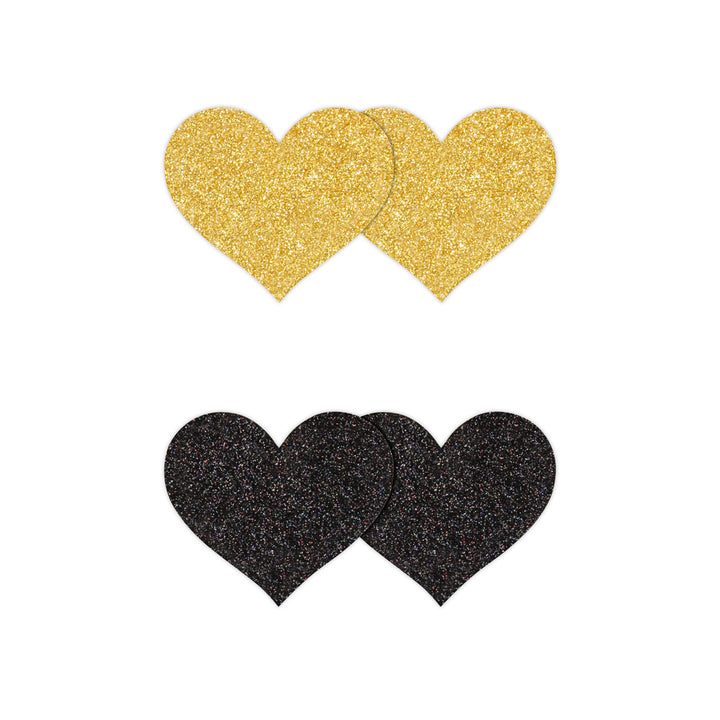 NS Novelties Pretty Pasties Hearts 2 Pack - Black & Gold