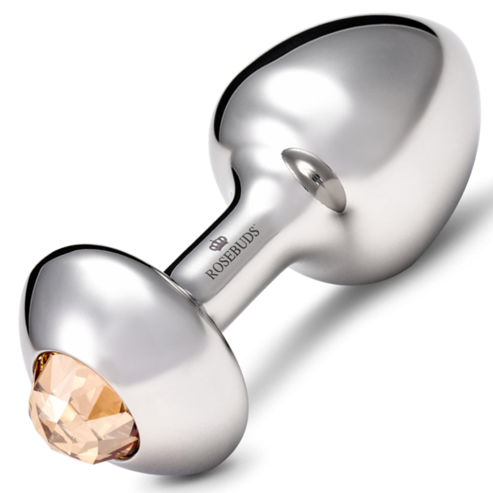 Rosebuds Stainless Steel Butt Plug Small Crystal - Golden Shadow