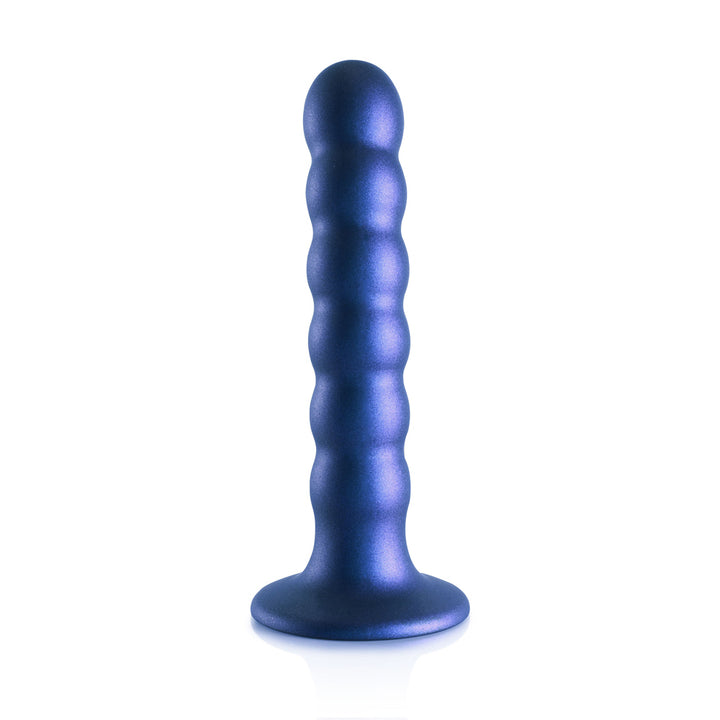 Shots Ouch! Liquid Silicone Beaded G-Spot 5 Inch Dildo - Metallic Blue