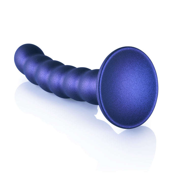 Shots Ouch! Liquid Silicone Beaded G-Spot 5 Inch Dildo - Metallic Blue